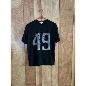AG Adriano Goldschmied Mens 49 Graphic T-Shirt Black Distressed Patch Tee XS